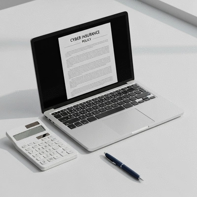 Laptop displaying a cyber insurance policy, representing financial protection.
