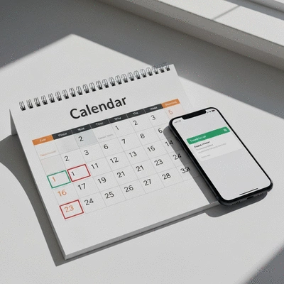 Calendar with reminders for domain name renewal dates