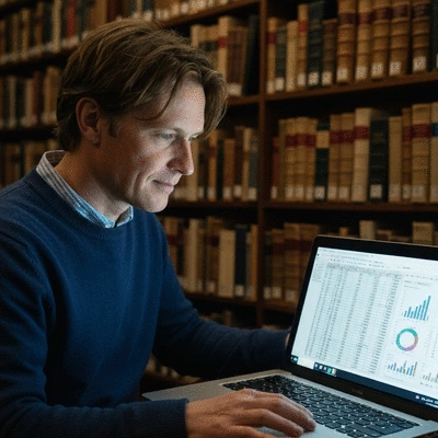 Person using domain management software on a laptop, showing domain list and expiry dates