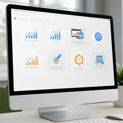 Digital tools for website optimization displayed on a screen